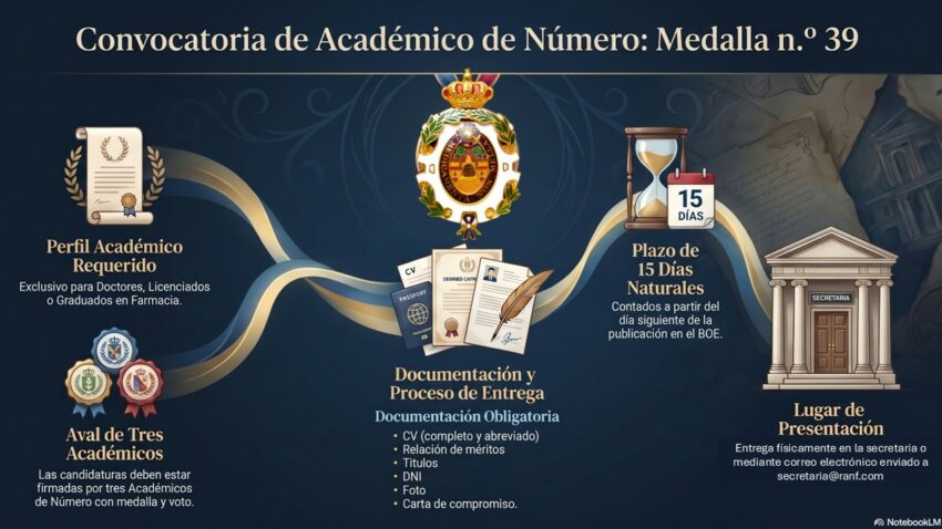 La Real Academia Nacional de Farmacia convoca una plaza de Académico de Número correspondiente a la Medalla n.º 39